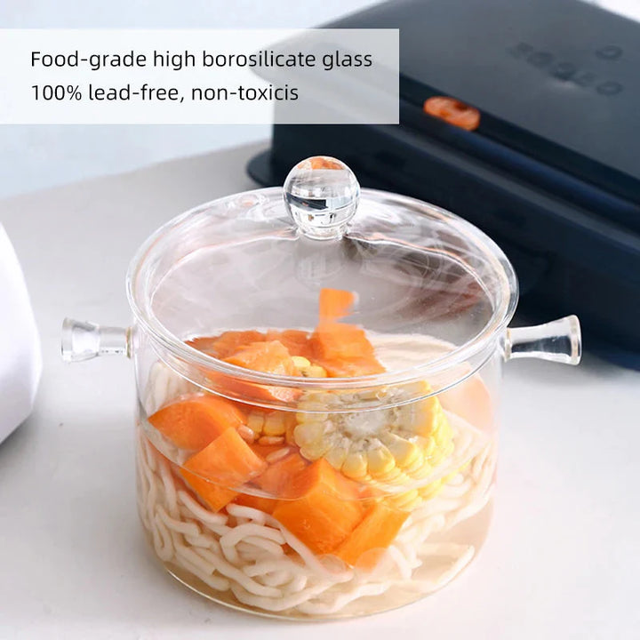 Transparenter Glas-Suppentopf Haushaltsküche Kochsaucepfanne Kochgeschirr | Karnz
