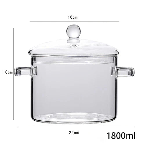 Transparenter Glas-Suppentopf Haushaltsküche Kochsaucepfanne Kochgeschirr | Karnz