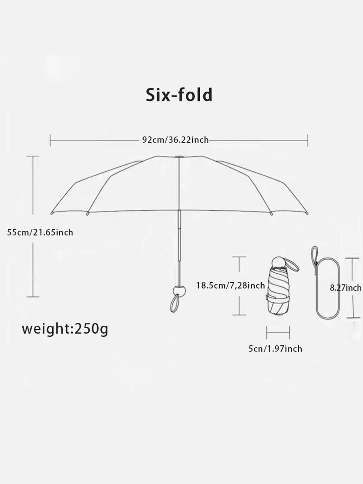 Kompakter, leichter und tragbarer Reiseschirm aus Großbritannien – robust, wasserdicht und faltbar mit 6 verstärkten Streben