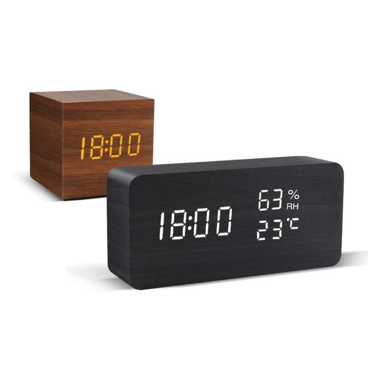 Sandsberg | Holz-LED-Wecker | Minimalistisches Würfel-Design mit Temperaturanzeige | Mehrere Farben