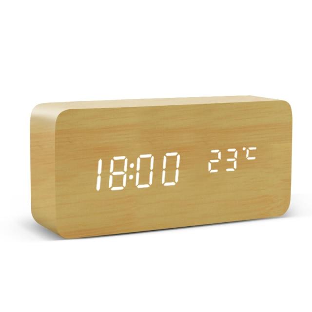 Sandsberg | Holz-LED-Wecker | Minimalistisches Würfel-Design mit Temperaturanzeige | Mehrere Farben