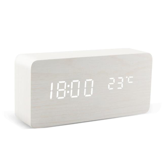 Sandsberg | Holz-LED-Wecker | Minimalistisches Würfel-Design mit Temperaturanzeige | Mehrere Farben
