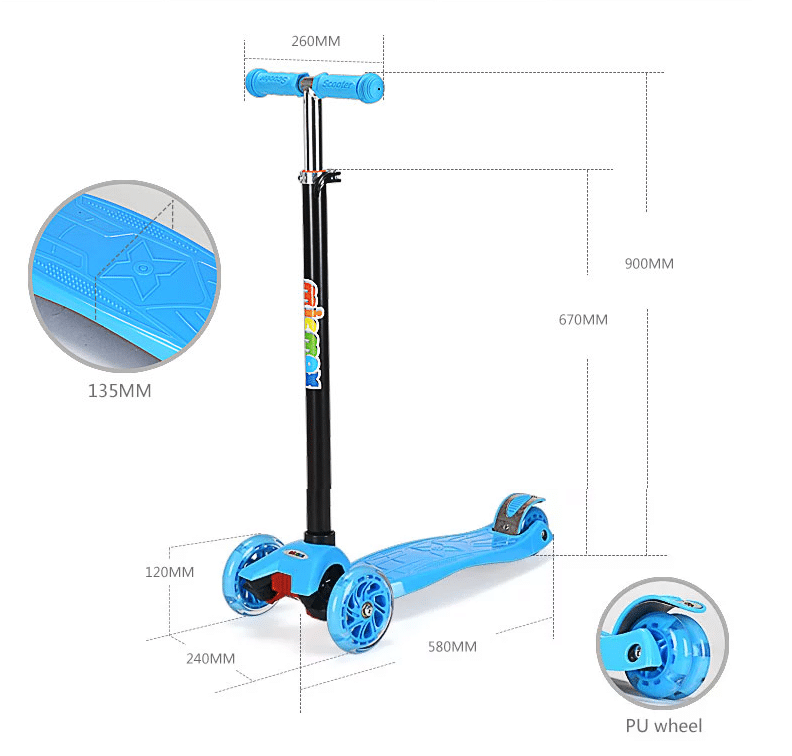 Roller 3 Räder mit LED-Licht (Blau oder Pink) | Karnz