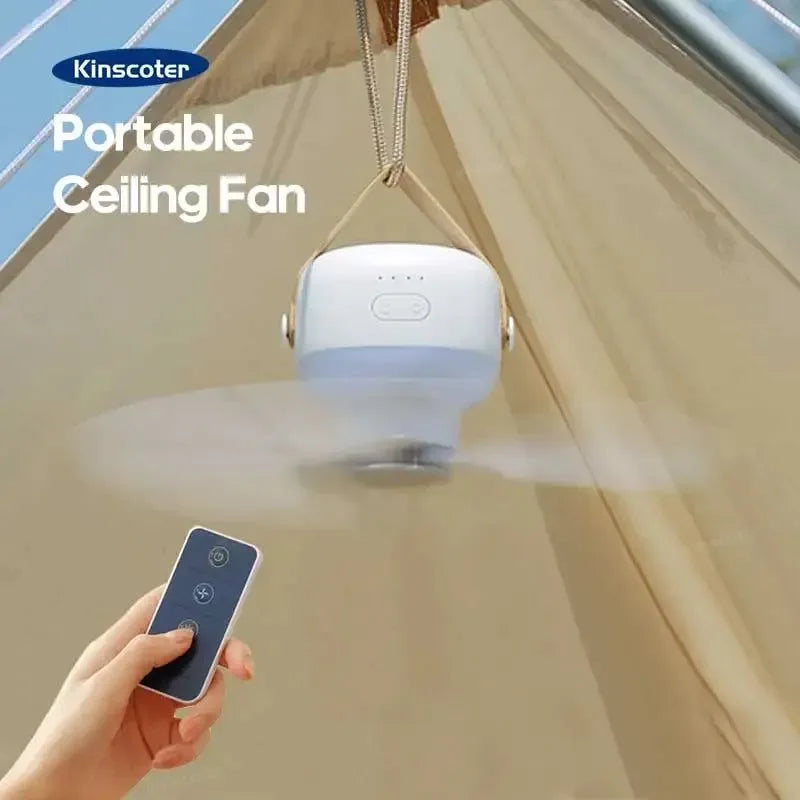 7200mAh Außen Camping Ventilator – Kabelloser Deckenventilator mit LED-Licht & Fernbedienung | Karnz