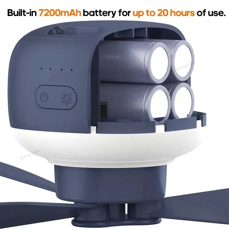 7200mAh Außen Camping Ventilator – Kabelloser Deckenventilator mit LED-Licht & Fernbedienung | Karnz