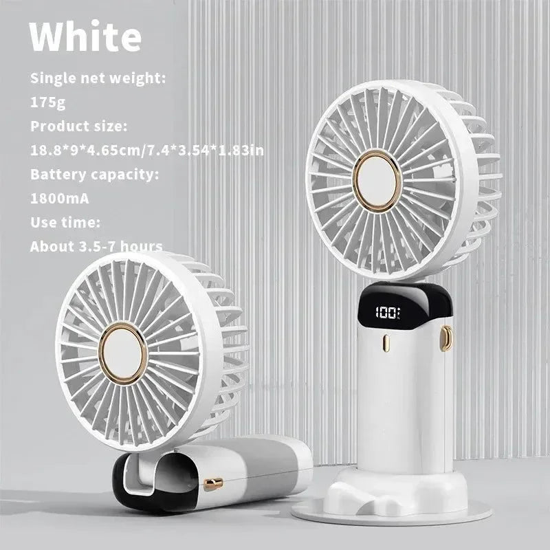 Handheld Mini Ventilator – 3000mAh Faltbarer USB Wiederaufladbarer Ventilator mit LED-Anzeige & Telefonständer | Karnz