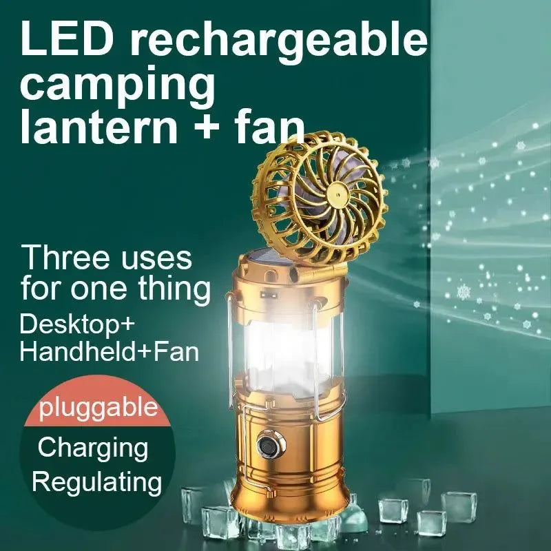Multifunktionales Led Campinglicht Wiederaufladbare Campinglampe Solarstromladung Tragbarer Ventilator Laterne Notbeleuchtung im Freien | Karnz
