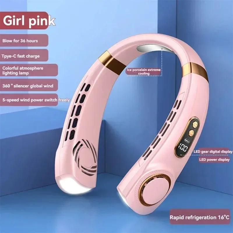 Tragbarer bladeless Halterneck Ventilator – USB wiederaufladbar, leise, freihändige Kühlung | Karnz