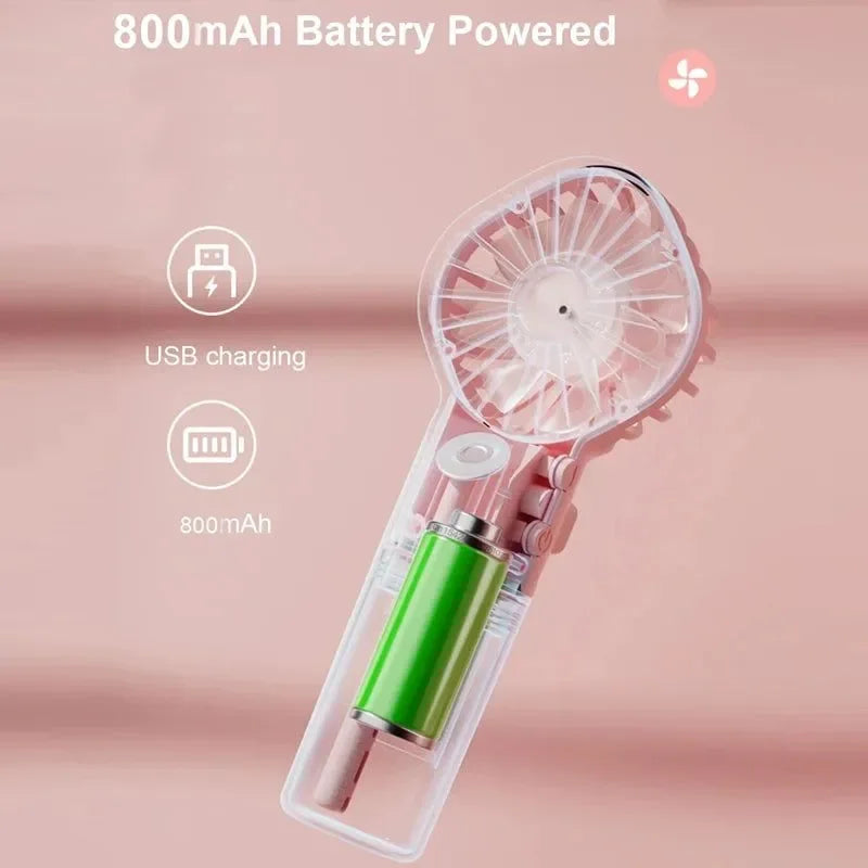 Tragbarer wiederaufladbarer Handmistventilator - Batterie betriebenes USB Mini-Klimagerät für Reisen und Outdoor-Nutzung | Karnz