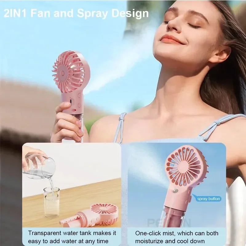 Tragbarer wiederaufladbarer Handmistventilator - Batterie betriebenes USB Mini-Klimagerät für Reisen und Outdoor-Nutzung | Karnz
