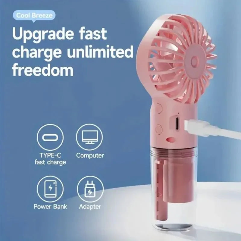 Tragbarer wiederaufladbarer Handmistventilator - Batterie betriebenes USB Mini-Klimagerät für Reisen und Outdoor-Nutzung | Karnz
