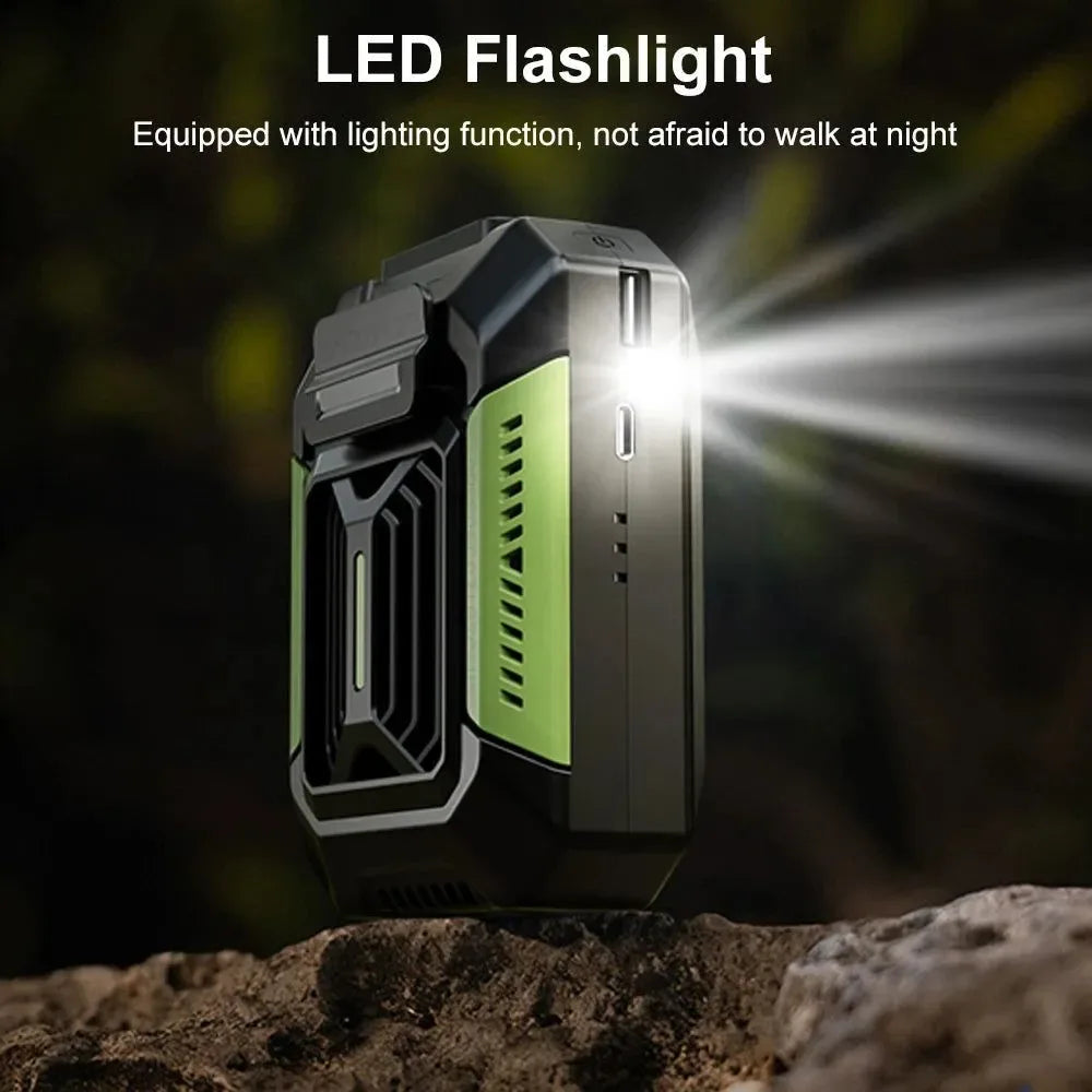 Tragbarer Taillenklemmlüfter | USB wiederaufladbarer Hängetreiber für Outdoor, Camping, Laufen, Sport | Karnz