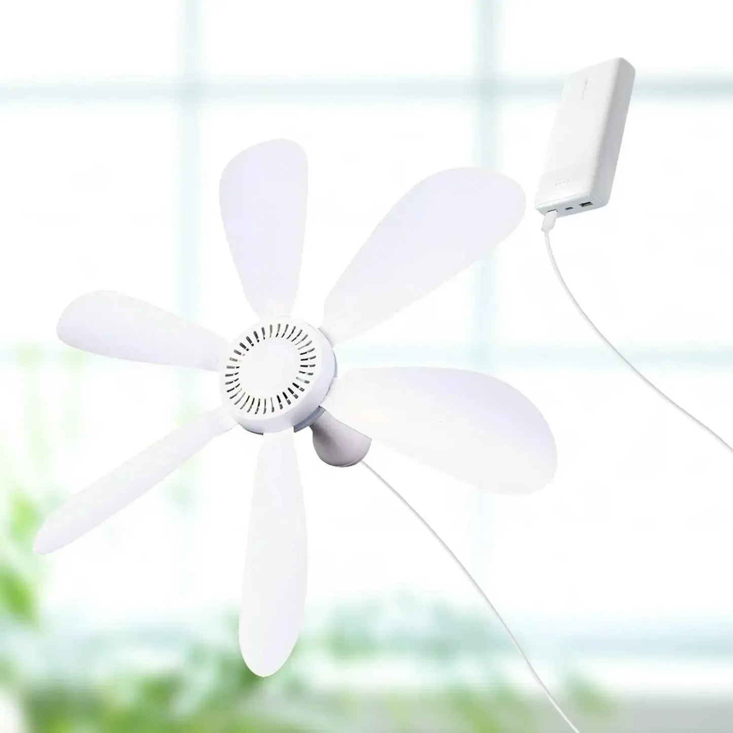USB-betriebener 6-Blatt-Deckenventilator mit Fernbedienung – Leiser Hängev fan für Camping & Schlafzimmer | Karnz
