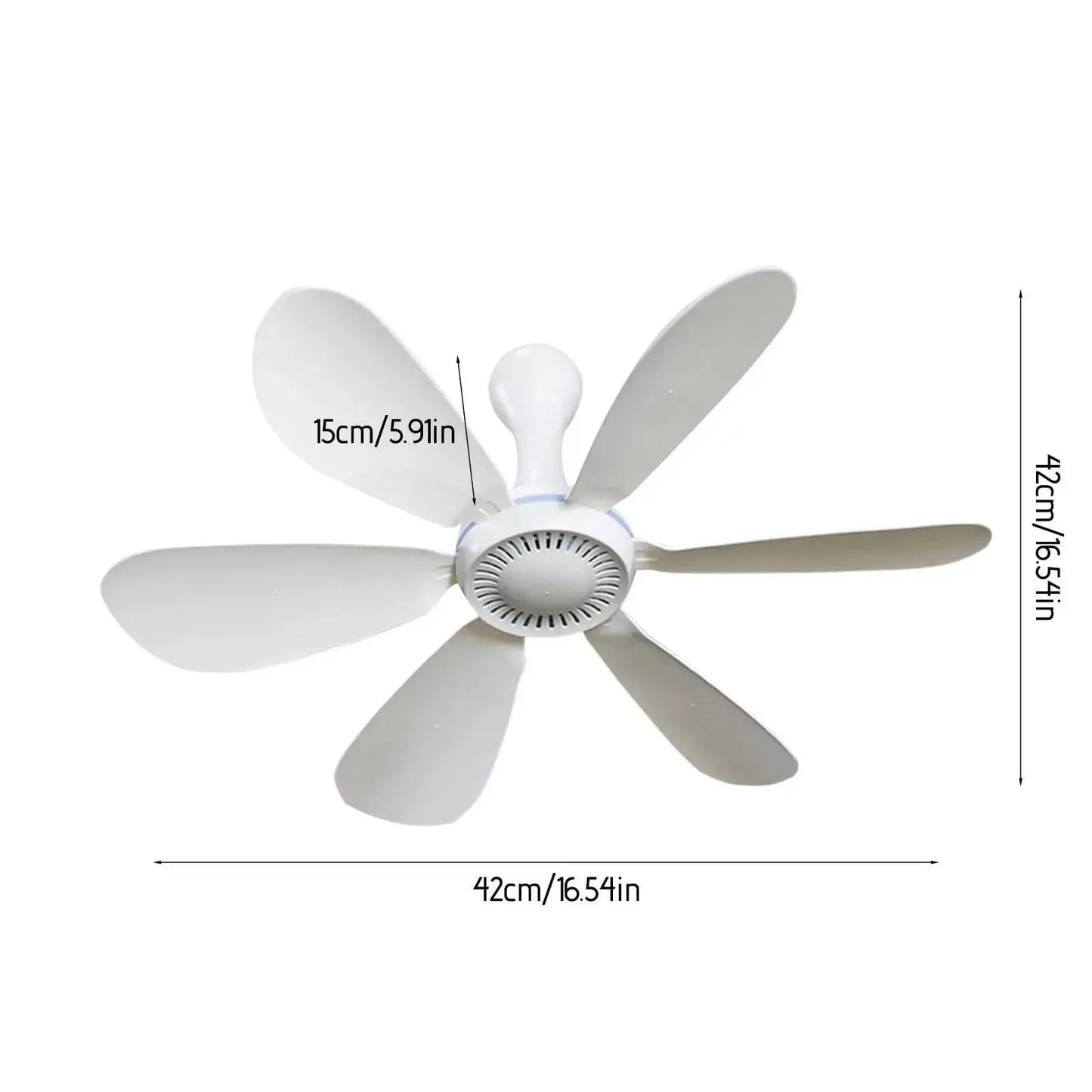 USB-betriebener 6-Blatt-Deckenventilator mit Fernbedienung – Leiser Hängev fan für Camping & Schlafzimmer | Karnz