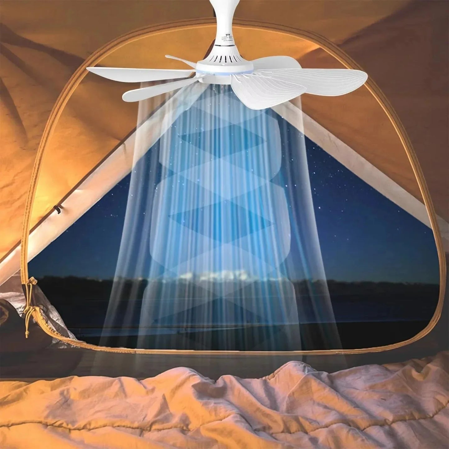 USB-betriebener 6-Blatt-Deckenventilator mit Fernbedienung – Leiser Hängev fan für Camping & Schlafzimmer | Karnz