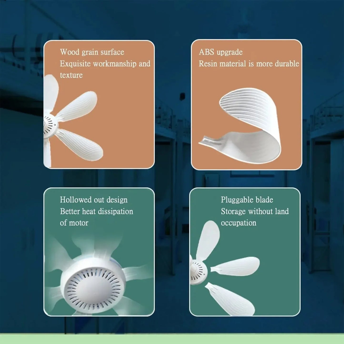 USB-betriebener 6-Blatt-Deckenventilator mit Fernbedienung – Leiser Hängev fan für Camping & Schlafzimmer | Karnz