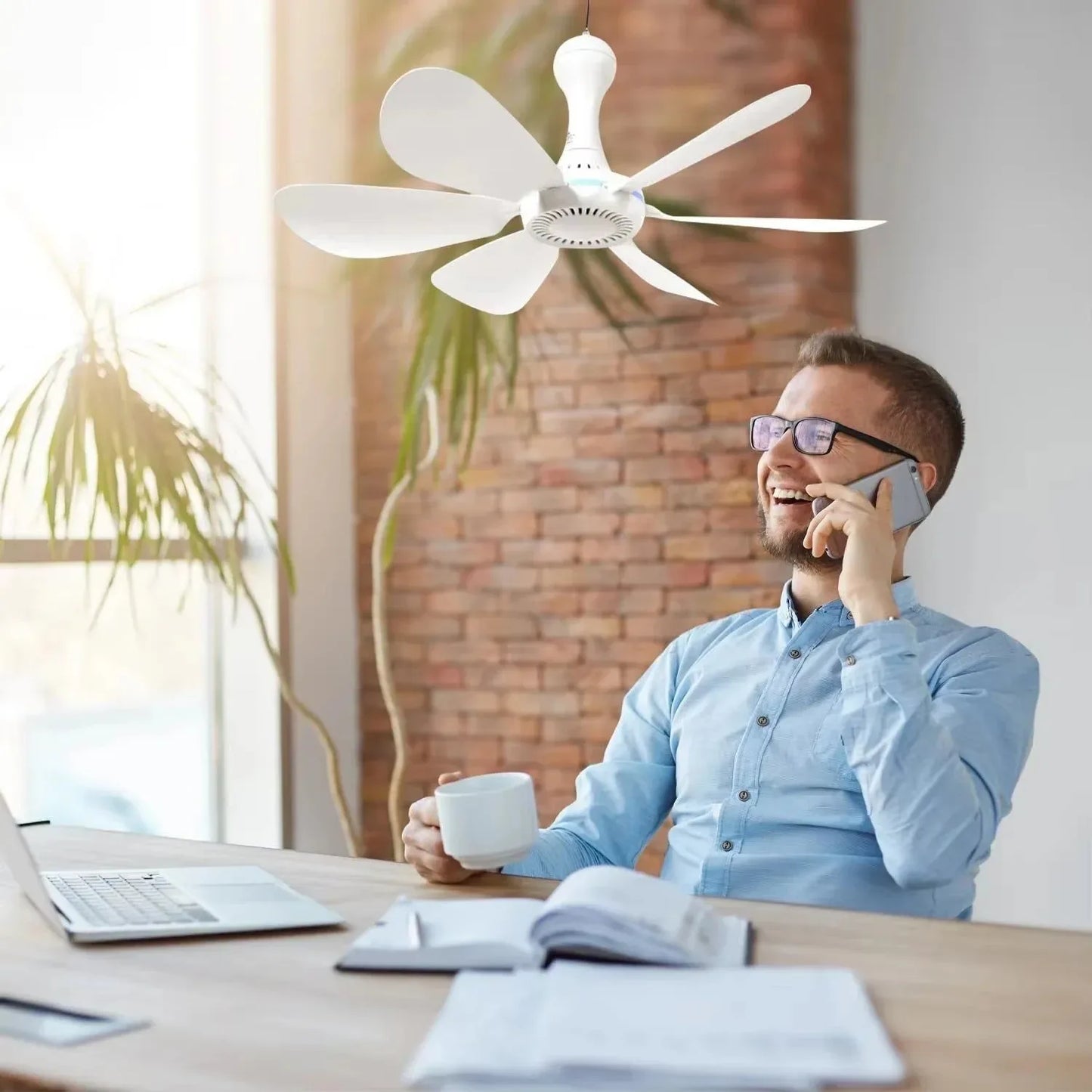 USB-betriebener 6-Blatt-Deckenventilator mit Fernbedienung – Leiser Hängev fan für Camping & Schlafzimmer | Karnz
