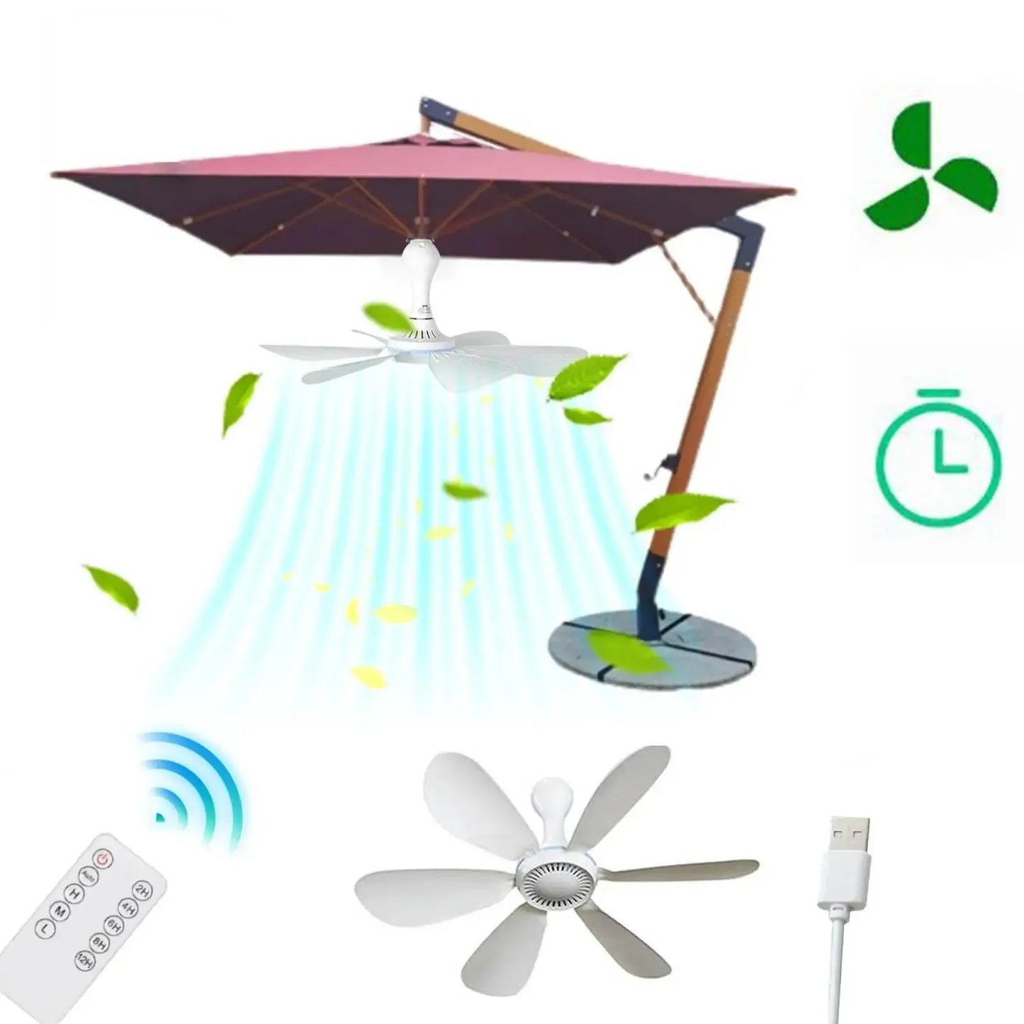 USB-betriebener 6-Blatt-Deckenventilator mit Fernbedienung – Leiser Hängev fan für Camping & Schlafzimmer | Karnz