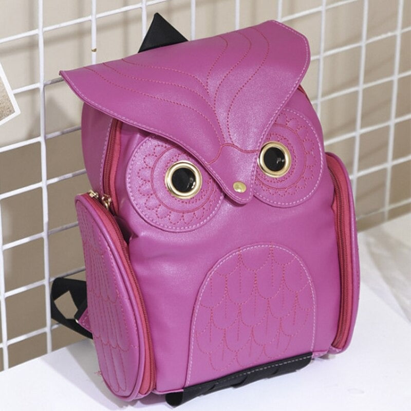 PU-Leder Eulenprint-Rucksack für Damen – Mehrfach-Taschen-Design | Karnz
