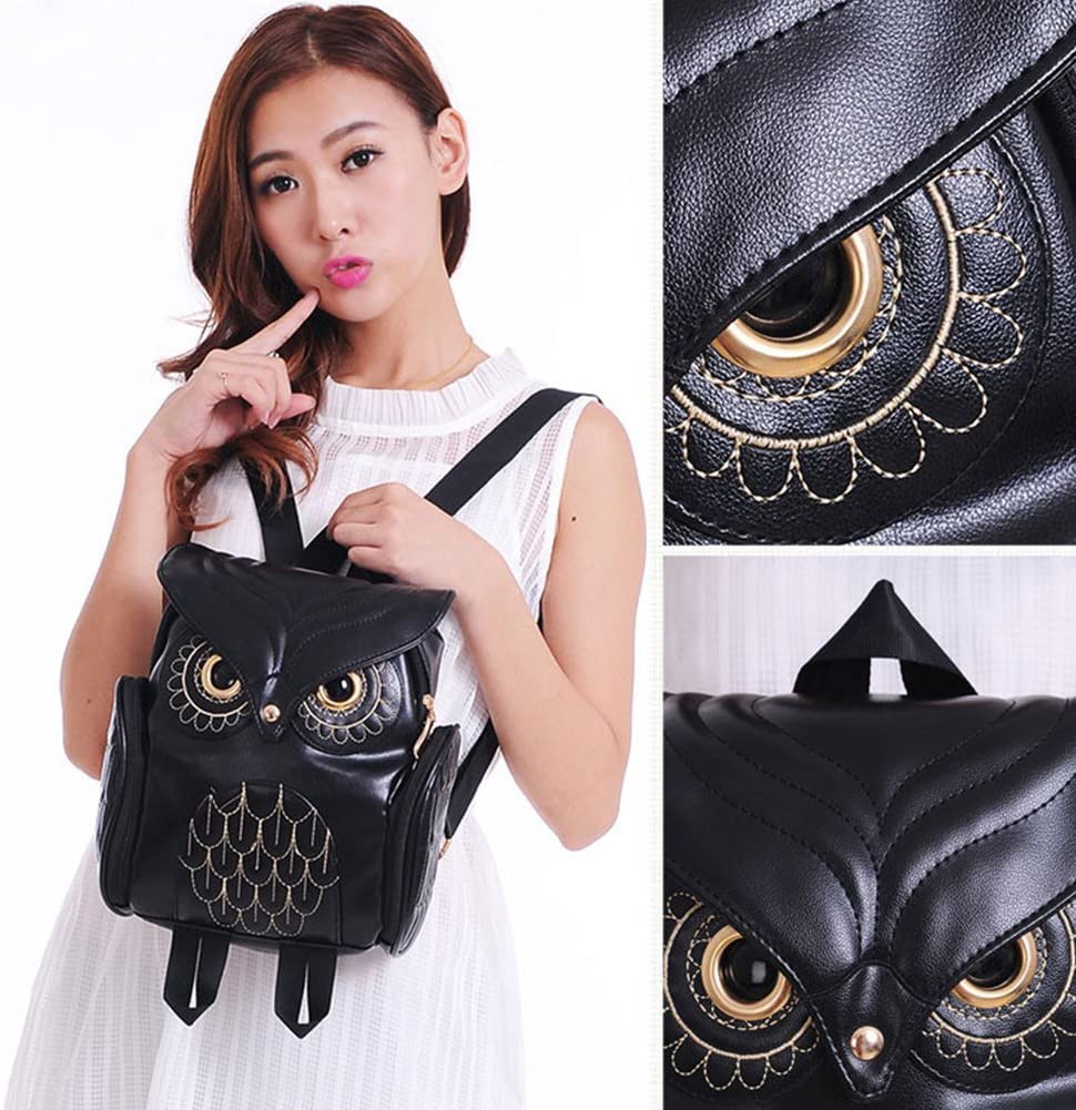 PU-Leder Eulenprint-Rucksack für Damen – Mehrfach-Taschen-Design | Karnz