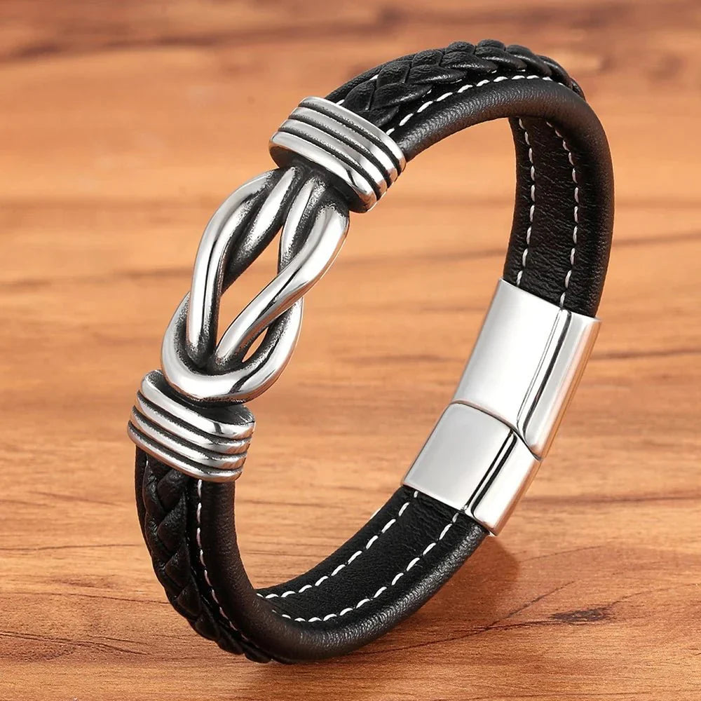 Karnz | Unisex Ewiger Liebes-Knoten Lederarmband