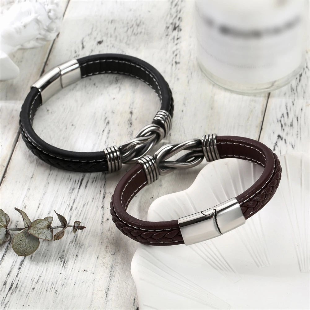 Karnz | Unisex Ewiger Liebes-Knoten Lederarmband