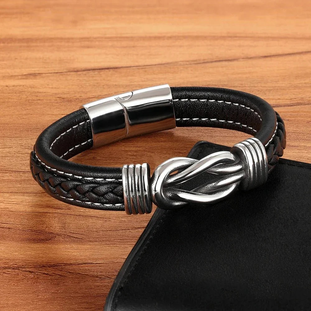Karnz | Unisex Ewiger Liebes-Knoten Lederarmband