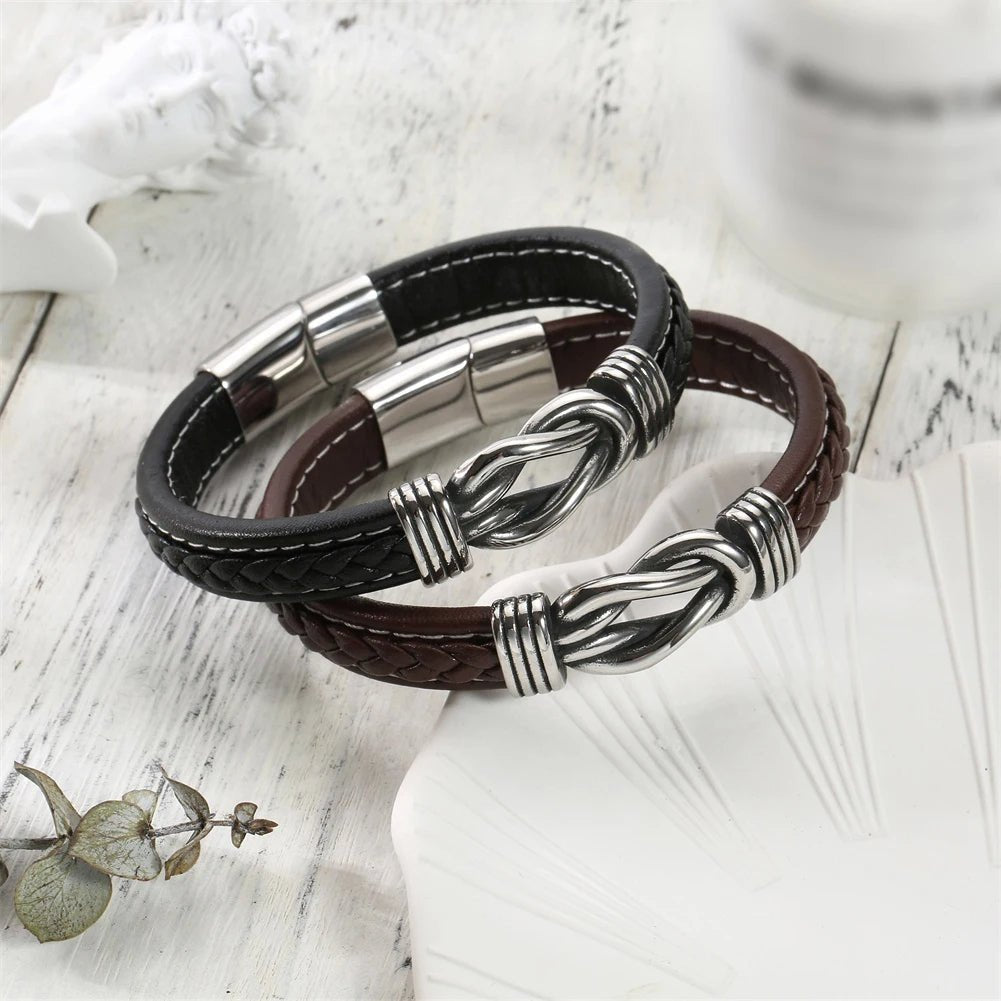 Karnz | Unisex Ewiger Liebes-Knoten Lederarmband