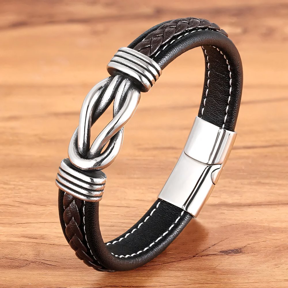 Karnz | Unisex Ewiger Liebes-Knoten Lederarmband