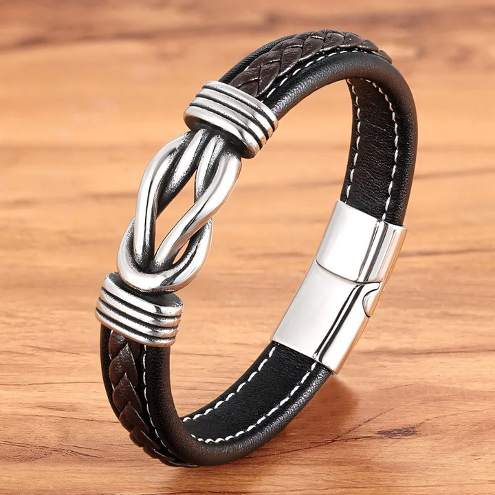 Karnz | Unisex Ewiger Liebes-Knoten Lederarmband