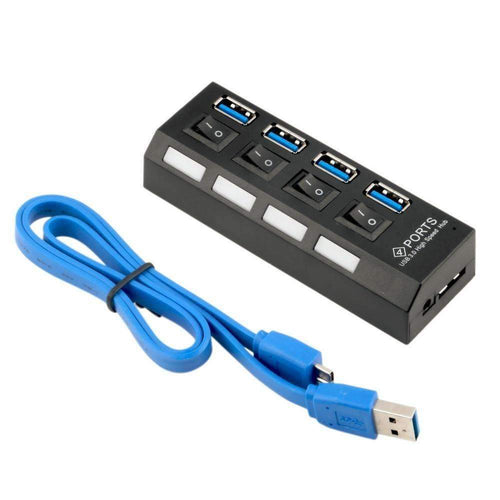 Karnz | USB 3.0 Hub 4 Ports Super Speed 5Gbps und Hub mit Ein/Aus-Schalter für Windows Mac OS Linux