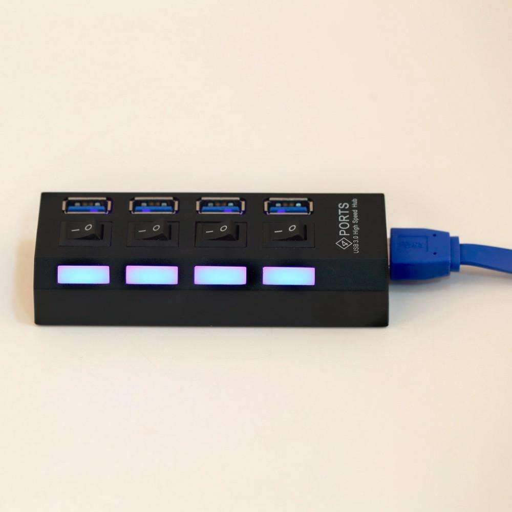 Karnz | USB 3.0 Hub 4 Ports Super Speed 5Gbps und Hub mit Ein/Aus-Schalter für Windows Mac OS Linux