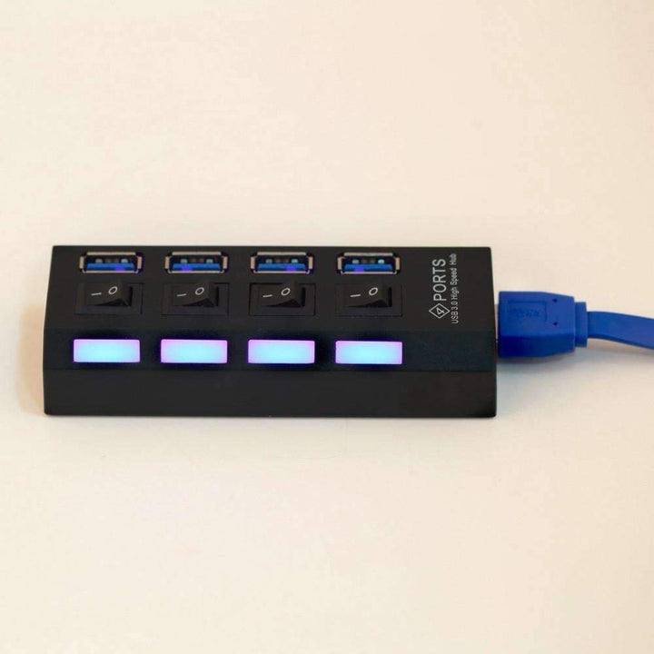 Karnz | USB 3.0 Hub 4 Ports Super Speed 5Gbps und Hub mit Ein/Aus-Schalter für Windows Mac OS Linux