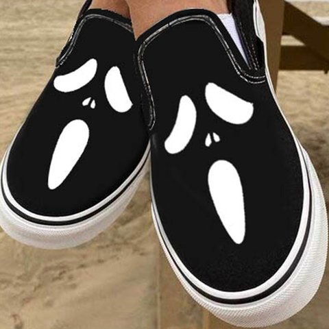 Lässige Slipper aus Leinen mit Totenkopf