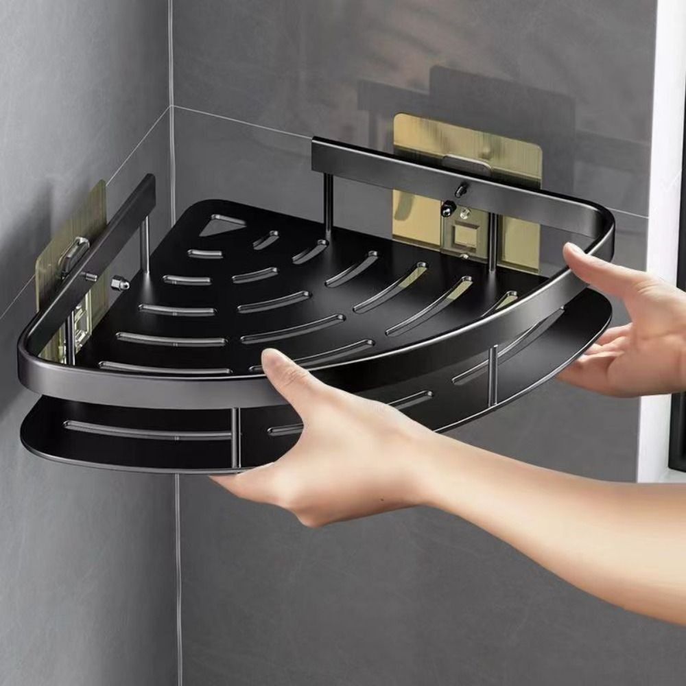 Eckhalter Aluminium Wandregal – Platzsparender Badorganisator Ohne Bohren | Karnz