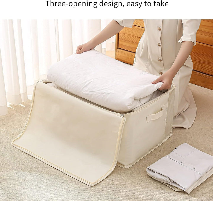 Karnz | Canvas Kleidung Aufbewahrungs Organizer Set – Doppelreißverschluss Tasche mit Griffen & Sichtfenster