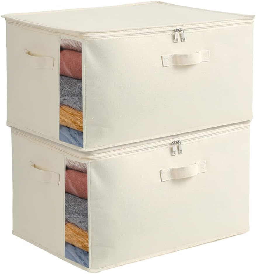 Karnz | Canvas Kleidung Aufbewahrungs Organizer Set – Doppelreißverschluss Tasche mit Griffen & Sichtfenster
