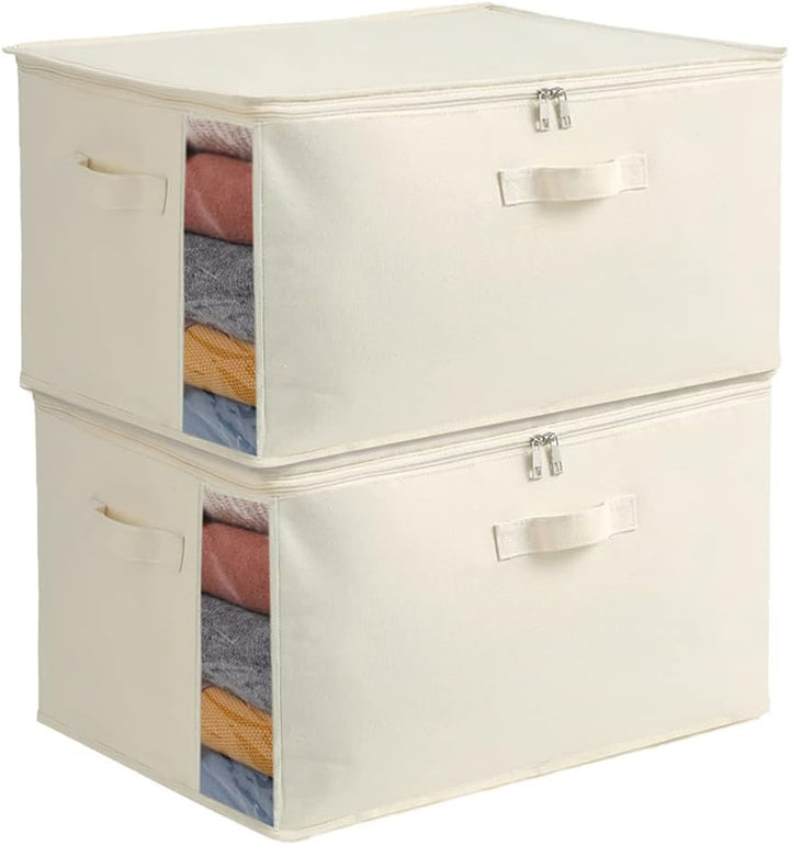 Karnz | Canvas Kleidung Aufbewahrungs Organizer Set – Doppelreißverschluss Tasche mit Griffen & Sichtfenster