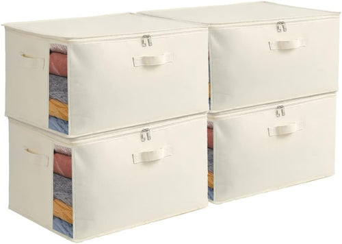 Karnz | Canvas Kleidung Aufbewahrungs Organizer Set – Doppelreißverschluss Tasche mit Griffen & Sichtfenster