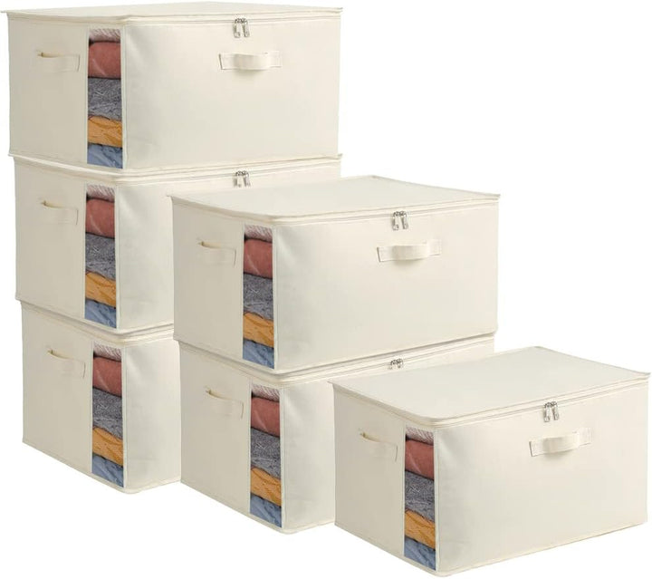 Karnz | Canvas Kleidung Aufbewahrungs Organizer Set – Doppelreißverschluss Tasche mit Griffen & Sichtfenster