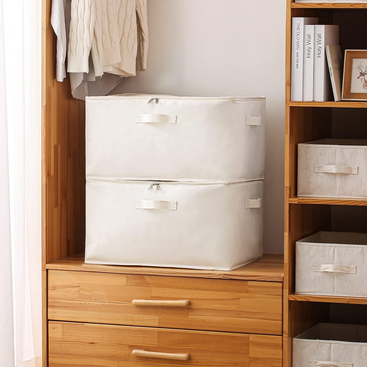 Karnz | Canvas Kleidung Aufbewahrungs Organizer Set – Doppelreißverschluss Tasche mit Griffen & Sichtfenster
