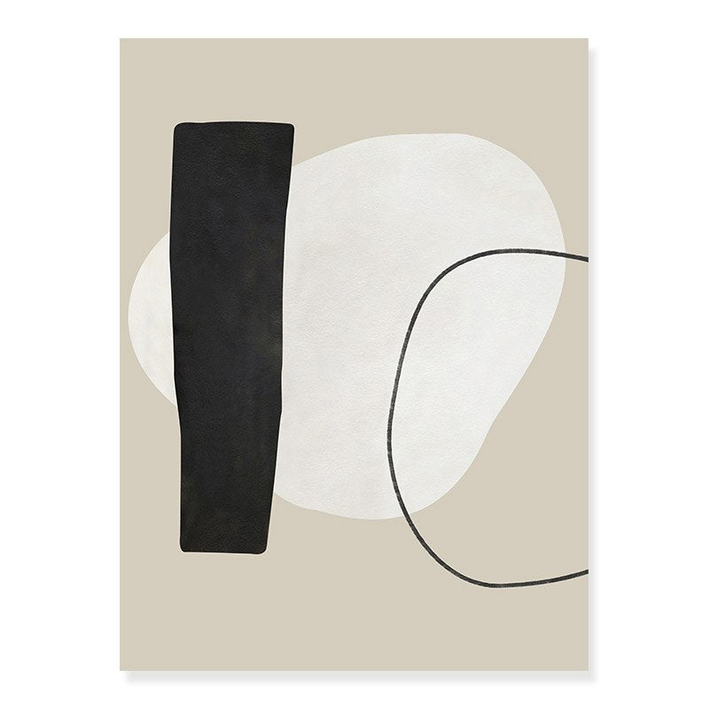 Abstrakte geometrische beige und schwarze Linien - Leinwand Wandkunst Druck