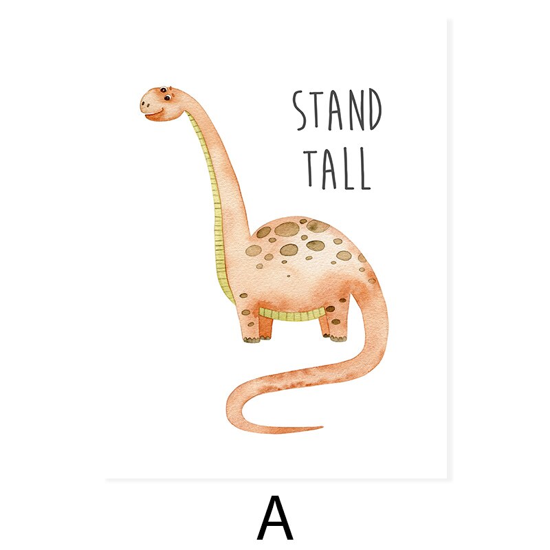 Cartoon Dinosaur Motivation - Leinwand Wandkunst Druck