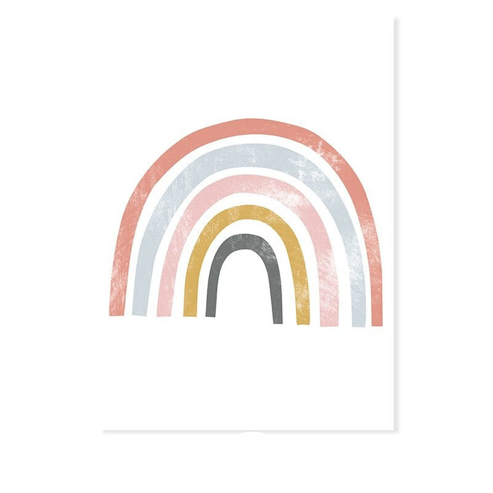 Schöne Regenbogen Cartoon Mädchen Kinderzimmer - Leinwand Wandkunst Druck
