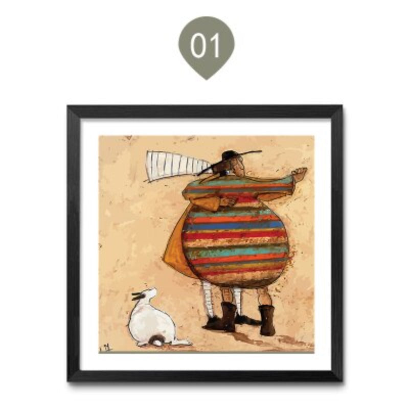 Abstrakte nordische Landschaft im Vintage-Stil – Leinwanddruck