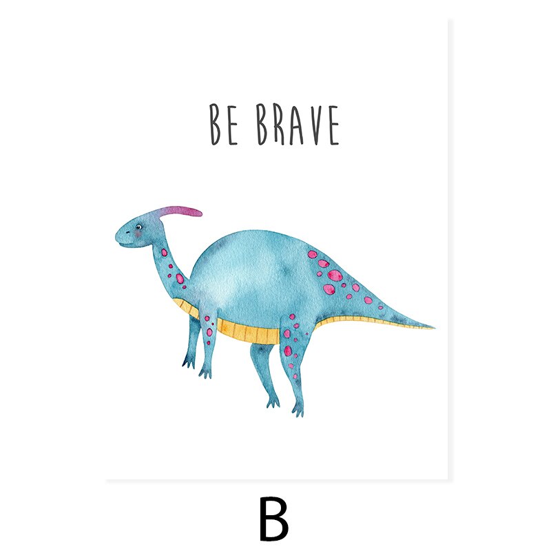 Cartoon Dinosaur Motivation - Leinwand Wandkunst Druck