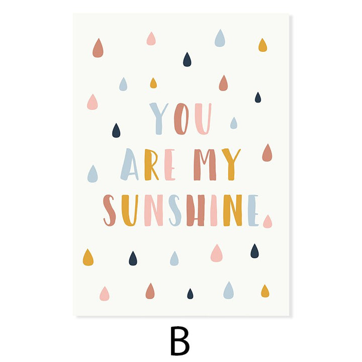 Happy Color You Are My Sunshine Kinderzimmer - Leinwand Wandkunst Druck