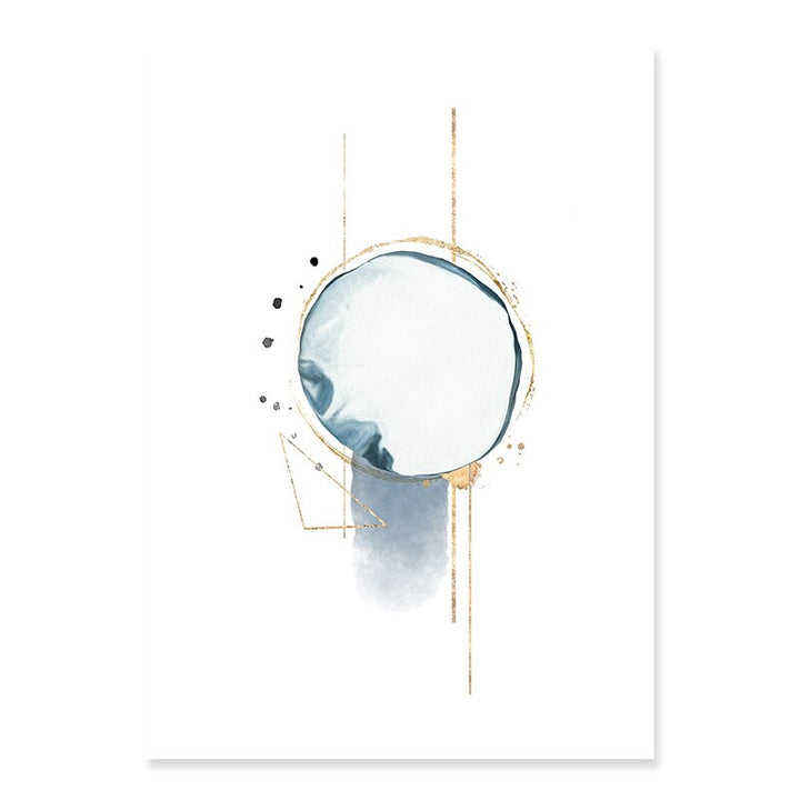 Abstract Blau & Gold Aquarell - Leinwand Wandkunst Druck