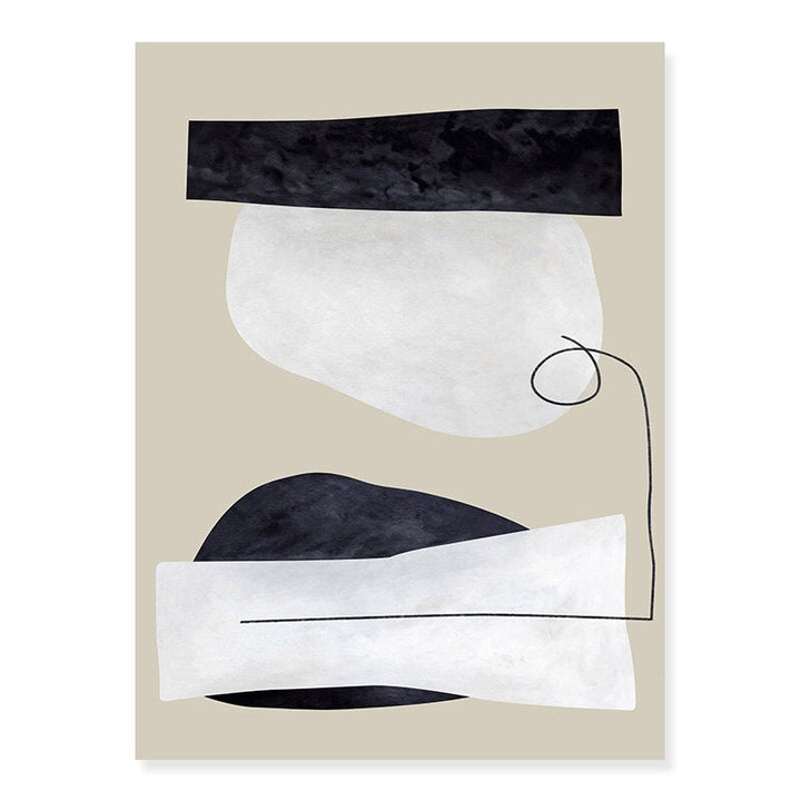 Abstrakte geometrische beige und schwarze Linien - Leinwand Wandkunst Druck