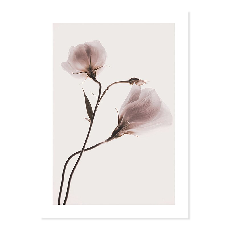 Abstract Pink Floral Silhouette Bei Dämmerung - Leinwand Wandkunst Druck